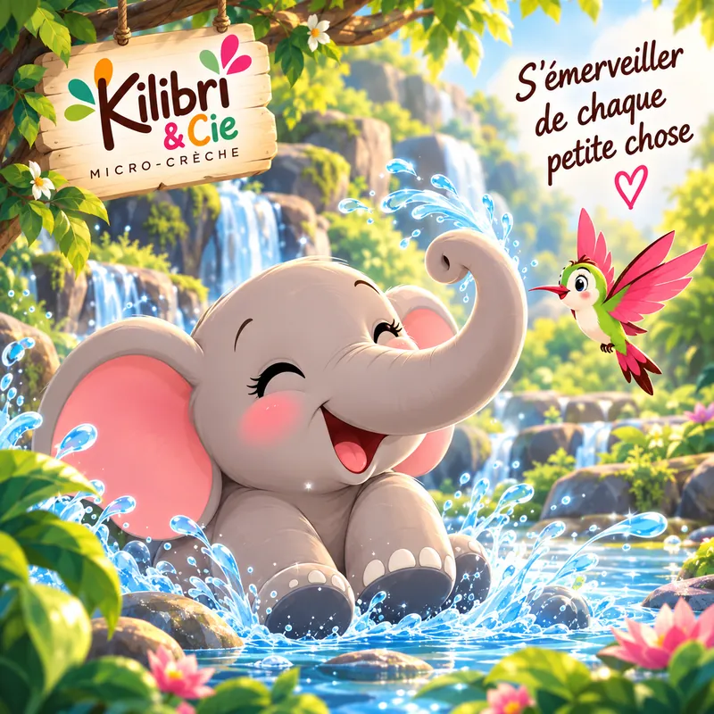 S'émerveiller de chaque petite chose : l'éléphanteau de Kilibri joue dans l'eau